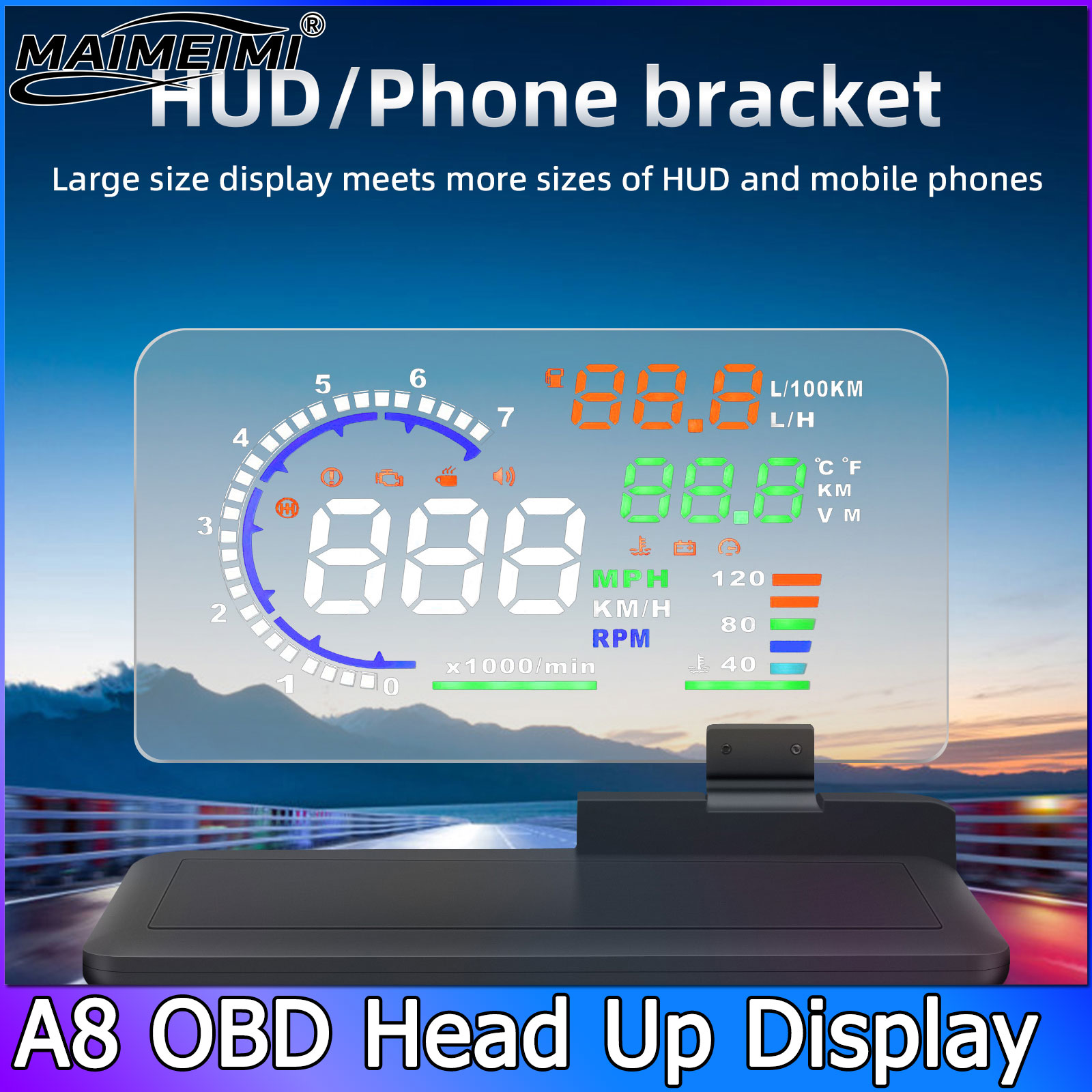 Obd2 Hud Speedometer Projector - A8 Car Speedometer Digital HUD ODB
