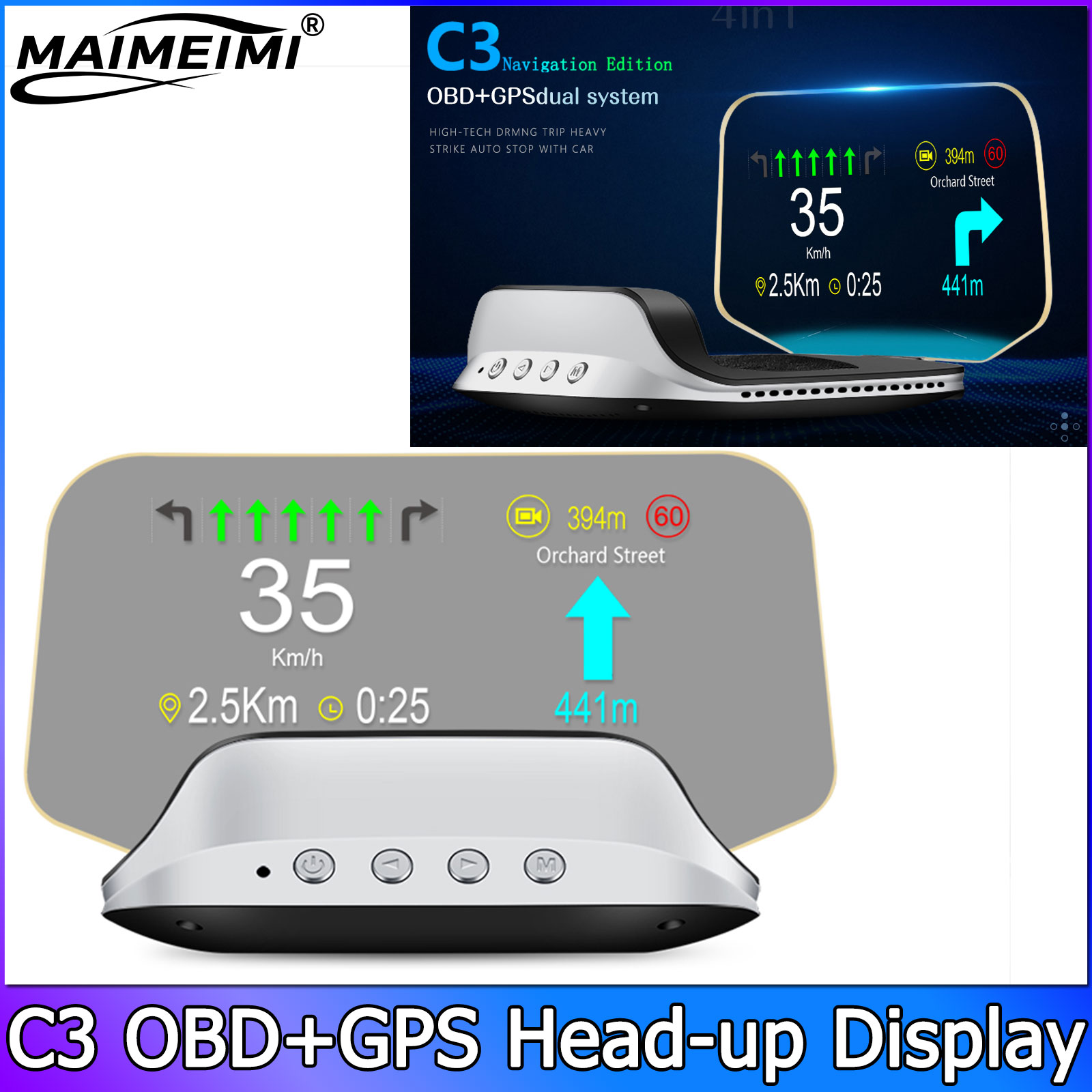 Obd2 Hud Speedometer Projector - Hệ thống định vị QC, màn