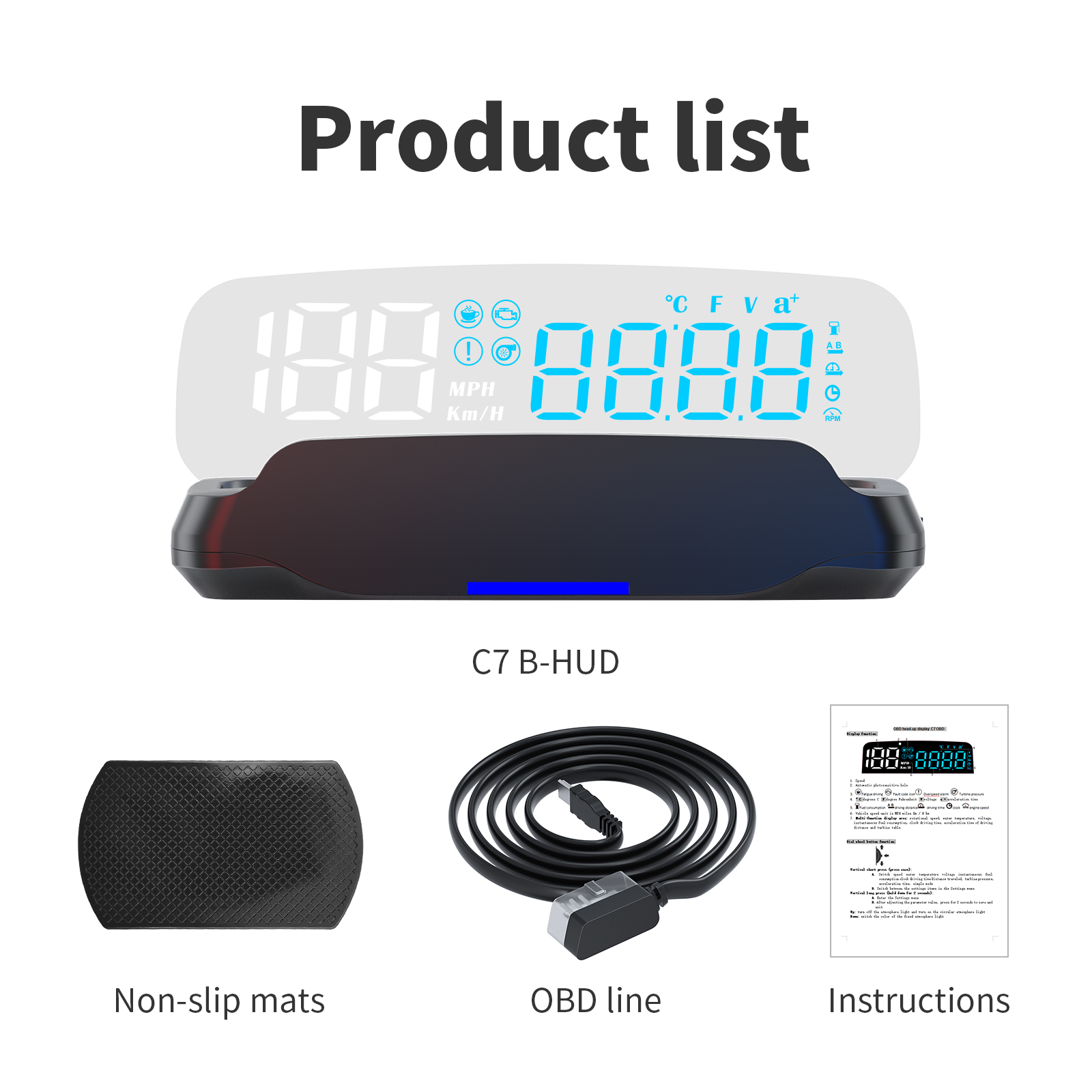 C7B OBD2 HUD Car Head Up Displ - đánh giá và giá Obd2 Hud Speedometer Projector