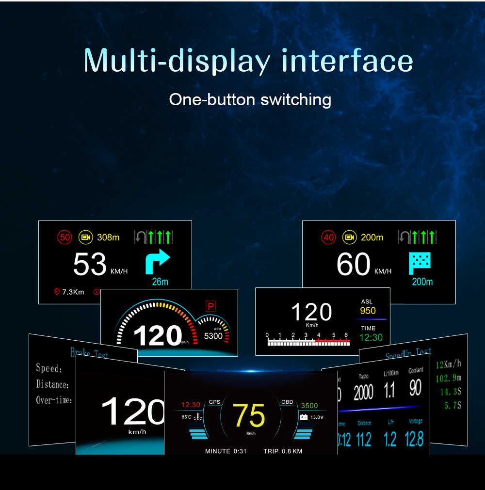 For All Car 5inch Multifunctio - đánh giá và giá Hud Obd2 Multi Function Alarm