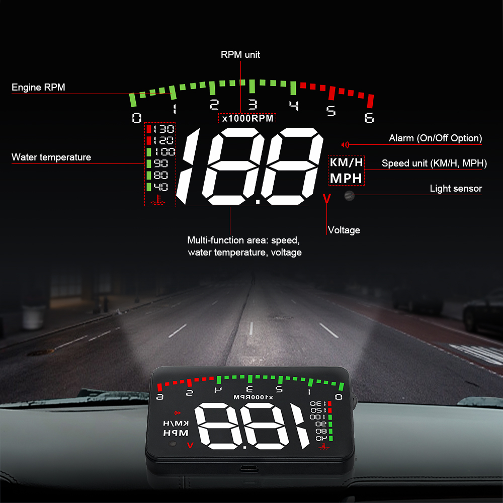 A900 Car OBD2 For HUD Windshie - đánh giá và giá Obd2 Hud Speedometer Projector
