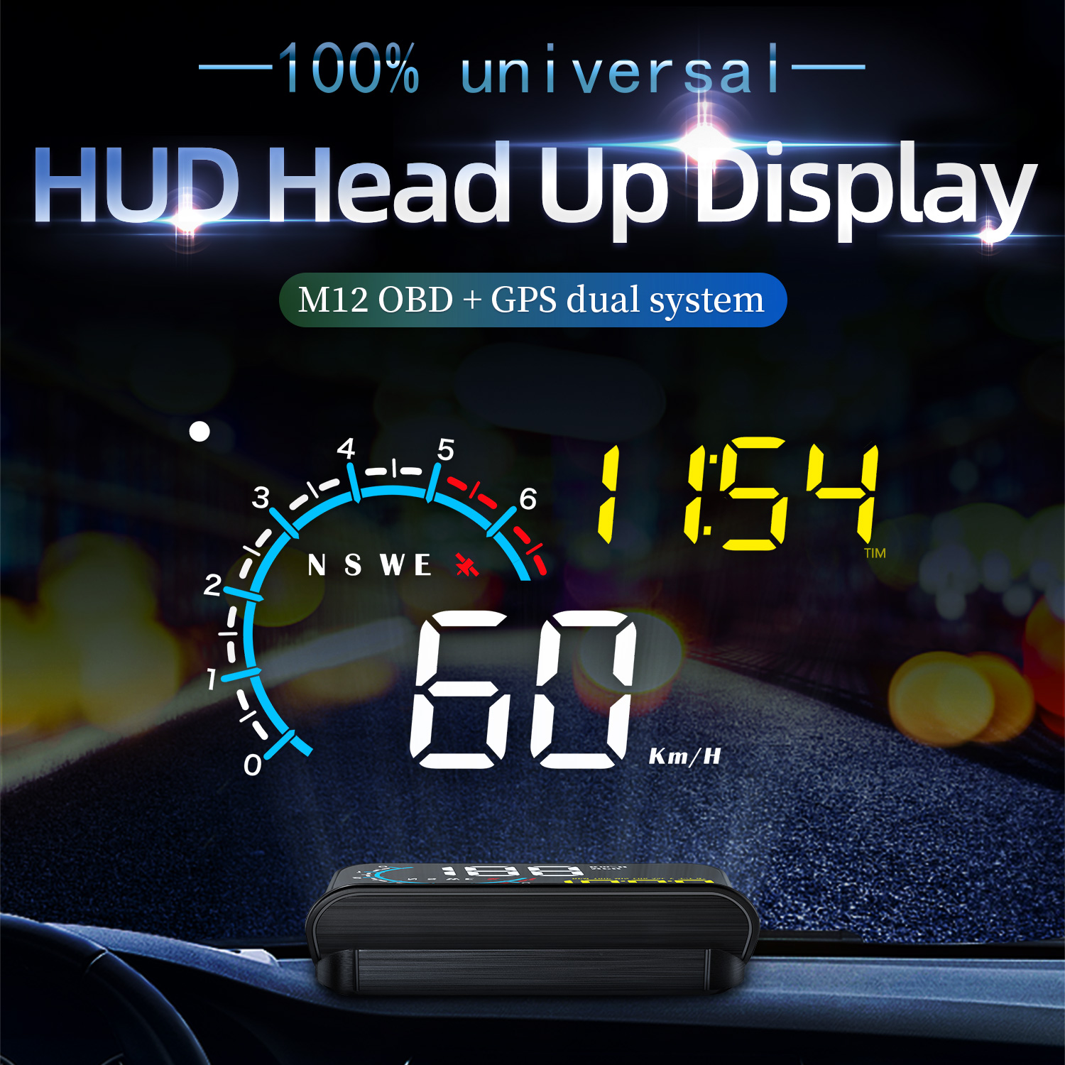 M12 OBD+GPS HUD Car Head Up Di - đánh giá và giá Hud Reflection Film Windshield